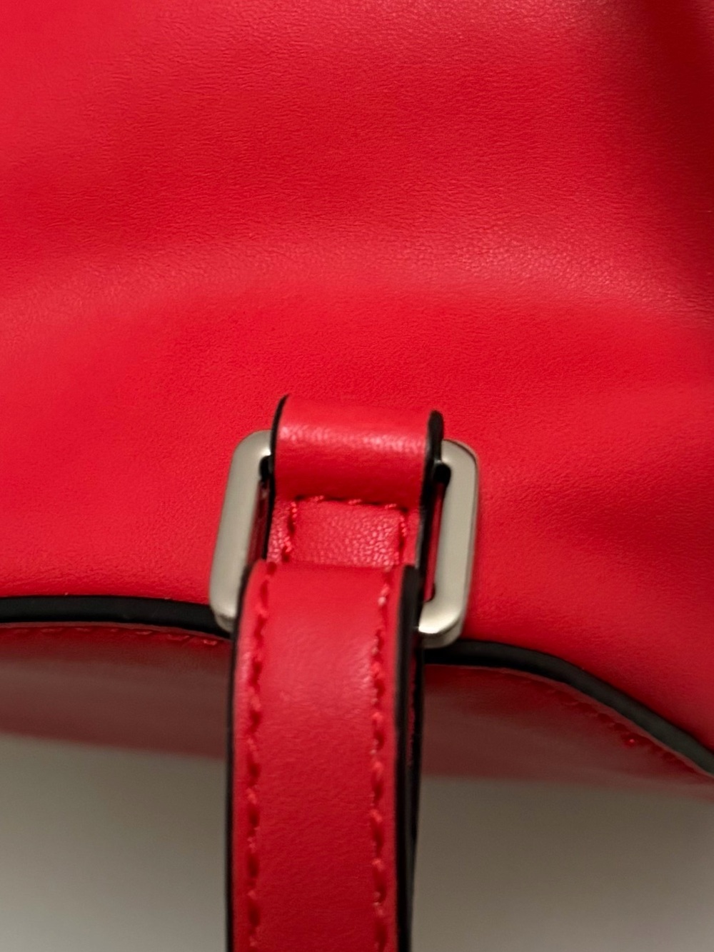 French Connection Cherry Red Faux Leather Tassel Mini Backpack - Picture 7 of 13